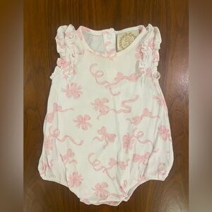 The Beaufort Bonnet Company Pink Bow Patterned Baby Romper
